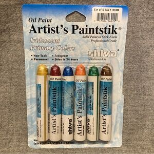 Shiva Artist's Paintstik Iridescent Primary Colors Vtg Solid Paint Stick Set 6